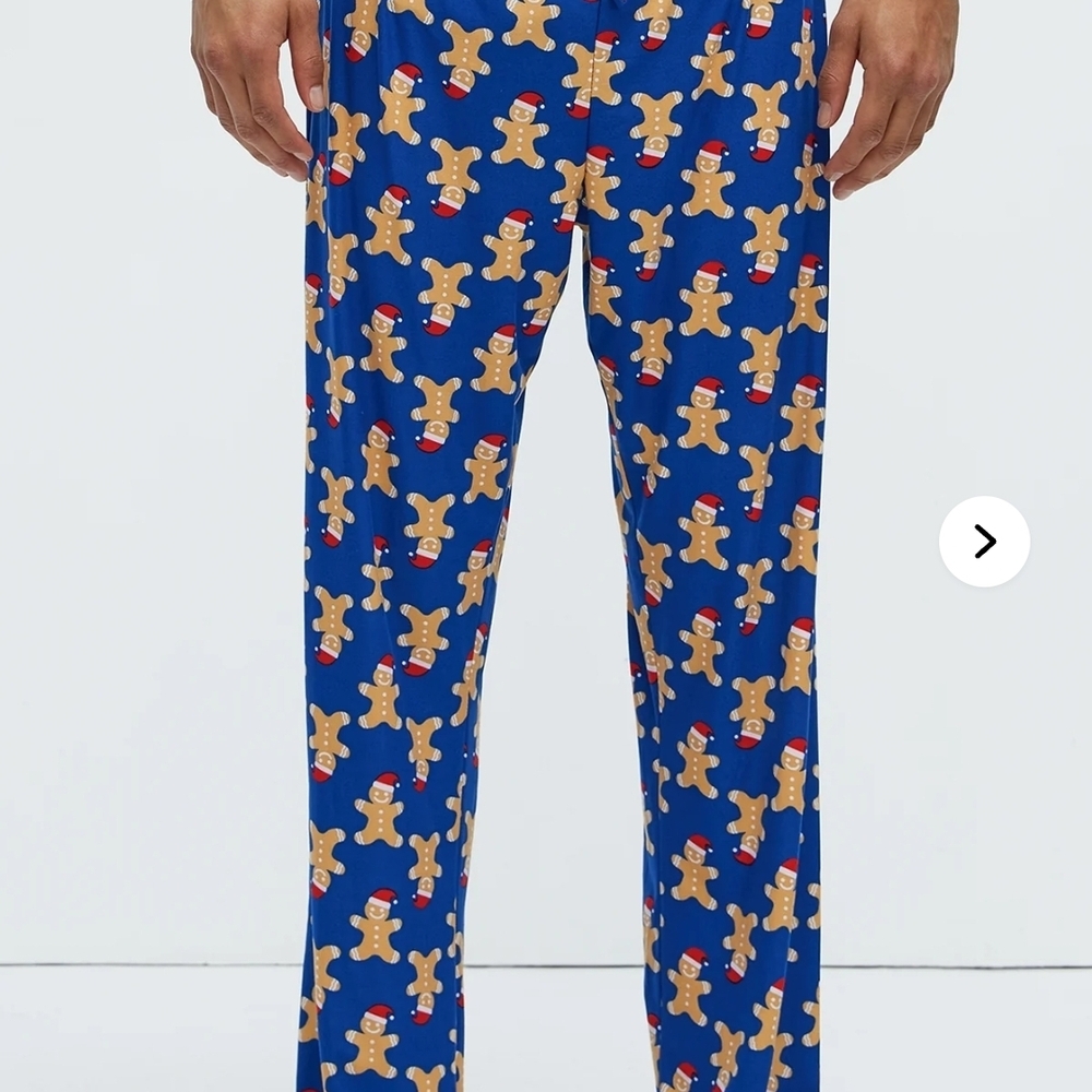 Men's Blue Gingerbread Print Pants